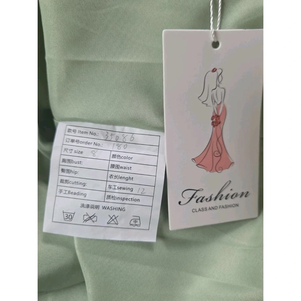 Girls Satin Maxi Dress 8 Green Detachable Bow Adjustable Straps Formal  NWT